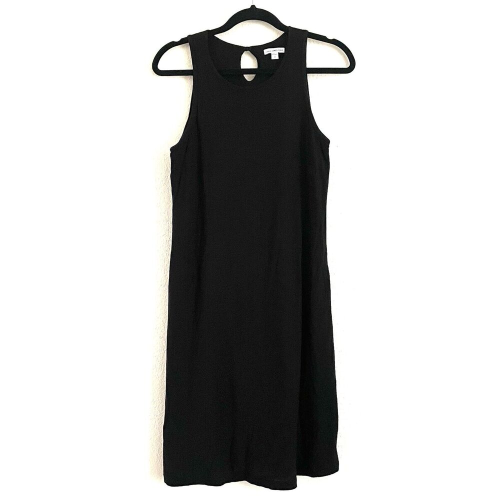 James Perse Women’s Double Layered Shift Dress Black Sleeveless Soft